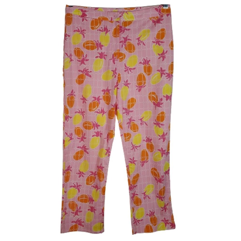 Lilly Pulitzer Fruit Print Crop Pants 6‎ Lightweight Zip Up Pocket Stretch NWT